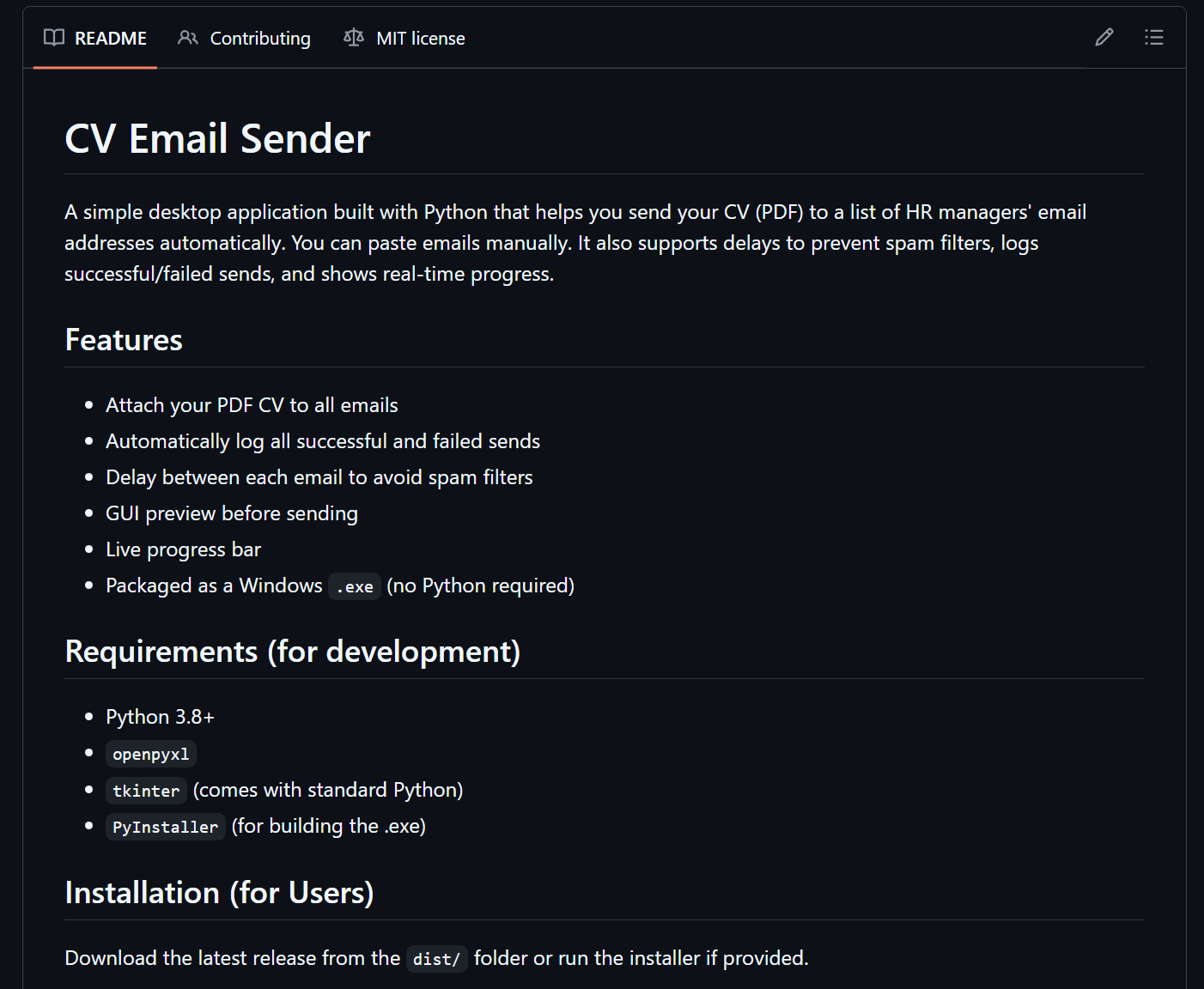 python email sender for job seekers